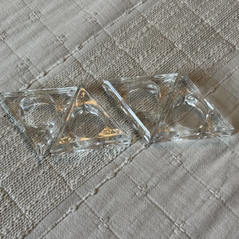 Triangle Lucite Napkin Rings set of 4